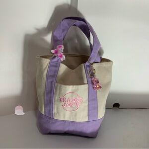 Trader Joe’s Cream and Lavender Canvas MINI Tote Bag
